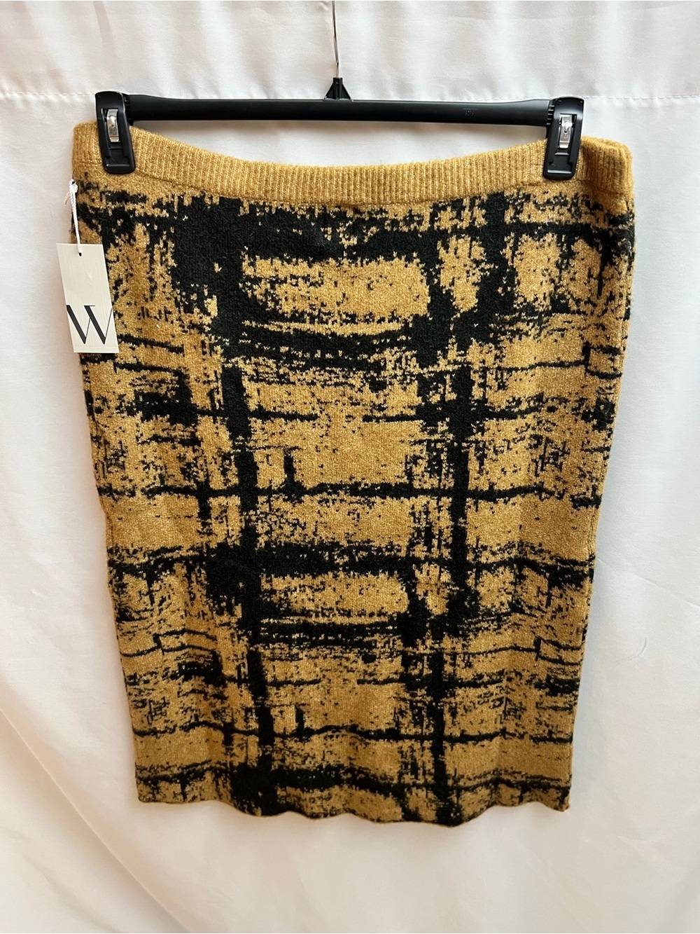 Worthington 1X Knit Pencil Skirt Brown Black Abstract Pull-On Stretch NWT Plus